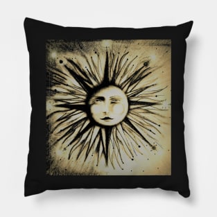 art deco sun sunray sepia drawing by Jackie Smith Pillow