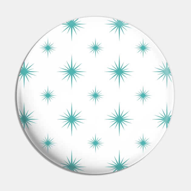 Turquoise Blue Atomic Starburst Mid Century Pattern Pin by OrchardBerry