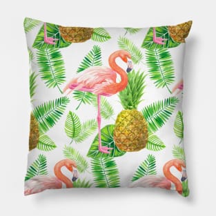 Tropical garden watercolor pattern Pillow