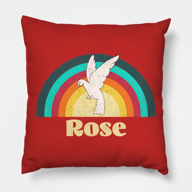 Rose - Vintage Faded Style Pillow by Jet Design