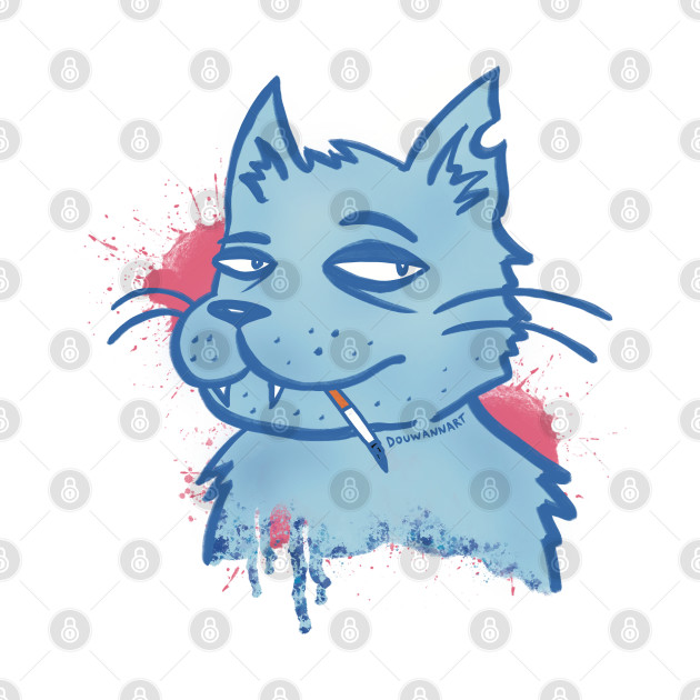 Blue smoking cat by Douwannart