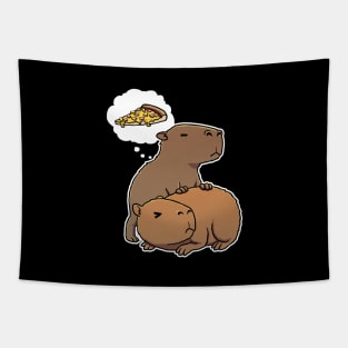 Capybara hungry for Ham and Pineapple Pizza Tapestry