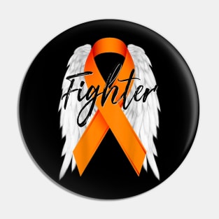 Leukemia Cancer Shirt Survivor Fighter Wings Orange Ribbon Pin