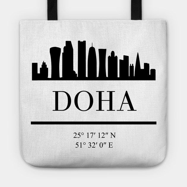 Doha Qatar Black Silhouette Skyline Art Doha Borsa Teepublic It