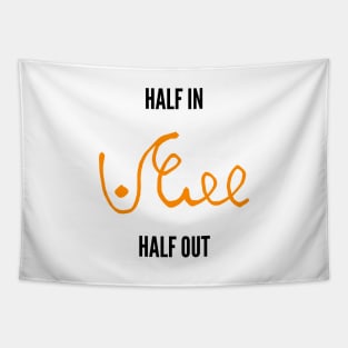 half in half out shorthand black and orange Tapestry