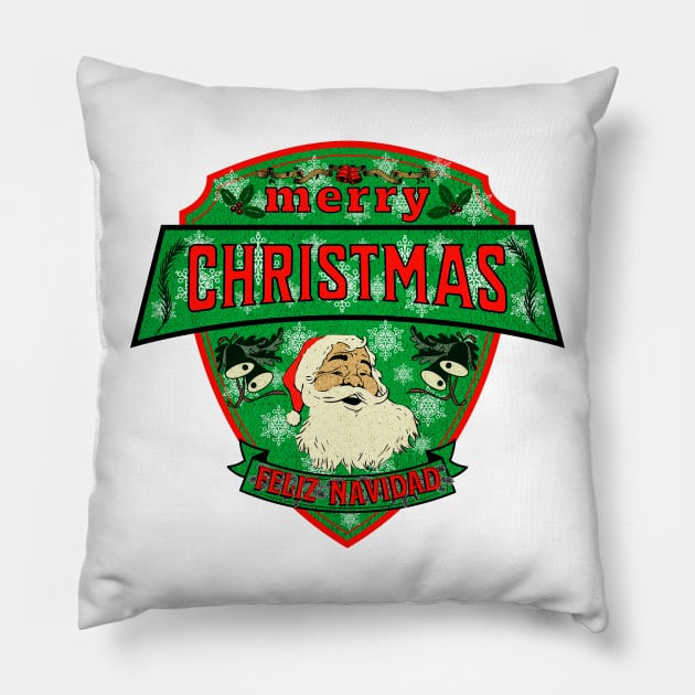 MERRYCHRISTMAS AND FELIZ NAVIDAD Pillow by Skybluedesign