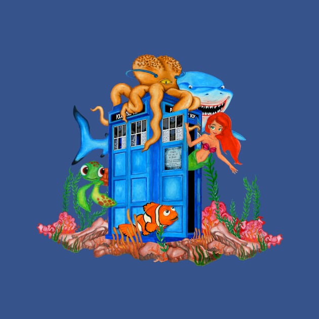 Blue phone box under the sea by Dezigner007