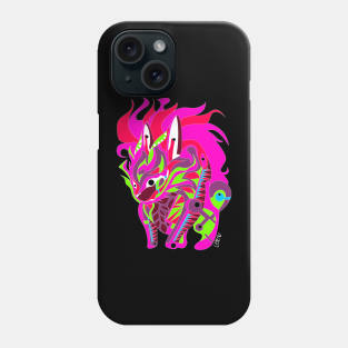 wild rabbit kaiju ecopop in rainbow flames art Phone Case