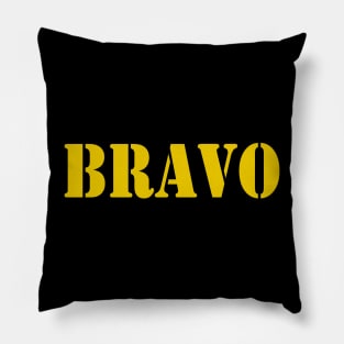 Bravo in yellow font, military style Pillow