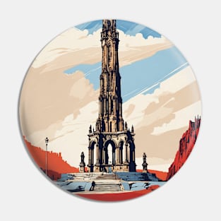 Scott Monument Edinburgh United Kingdom Vintage Travel Tourism Poster Art Pin