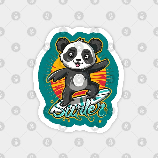 Cute Panda Surfer Magnet by Signum