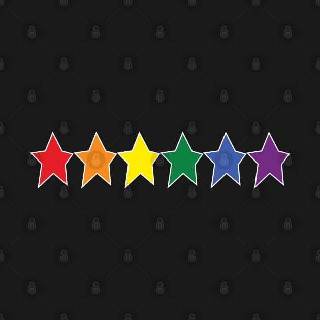 Star Rainbow Pride Graphic White Line Row by ellenhenryart