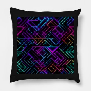 Neon Trippy EDM Festival Rave Pattern Pillow