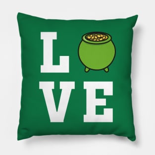 Love White Pot of Gold Saint Patricks Day Drawing Pillow