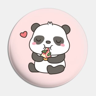 Cute Little Panda Enjoying Pizza Pin