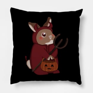 Devil Bunny and the trisula _ Bunniesmee halloween Edition Pillow