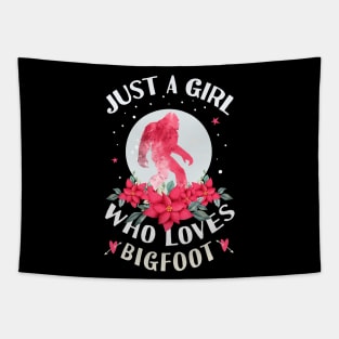 Just a Girl Who Loves Wolves Bigfoot Watercolor Sasquatch Tapestry