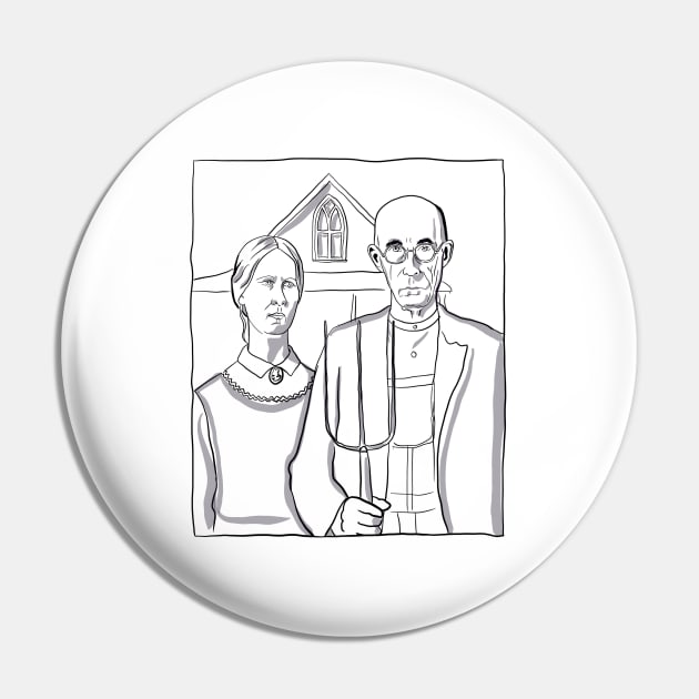 American Gothic - Grant Wood Pin by Witch of the North Shop