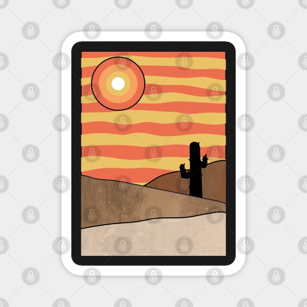 Sunny Minimalist Desert Landscape Graphic Illustration Magnet by CityNoir