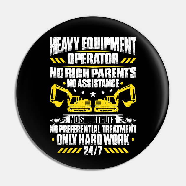 Heavy Equipment Operator Excavator Driver Digger Pin by Krautshirts