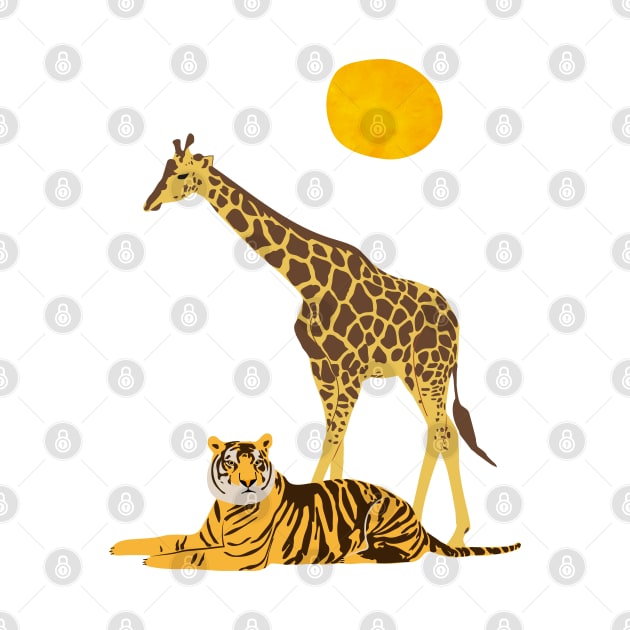 Giraffe and tiger by grafart