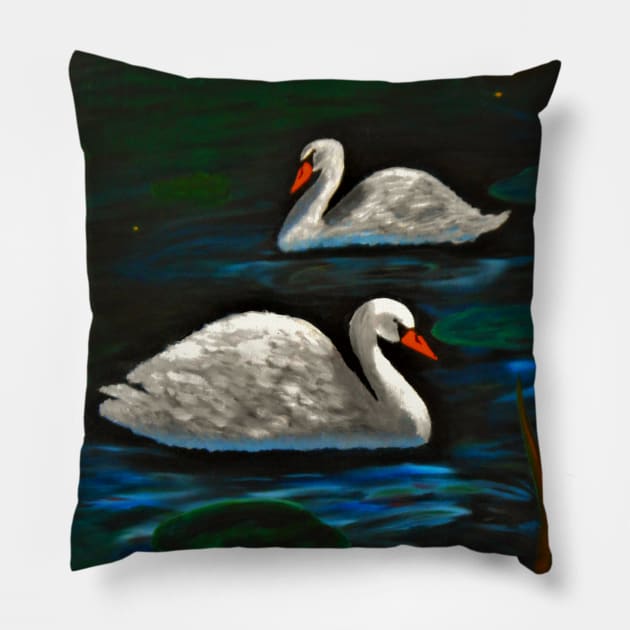 Swans Pillow by Marcel1966