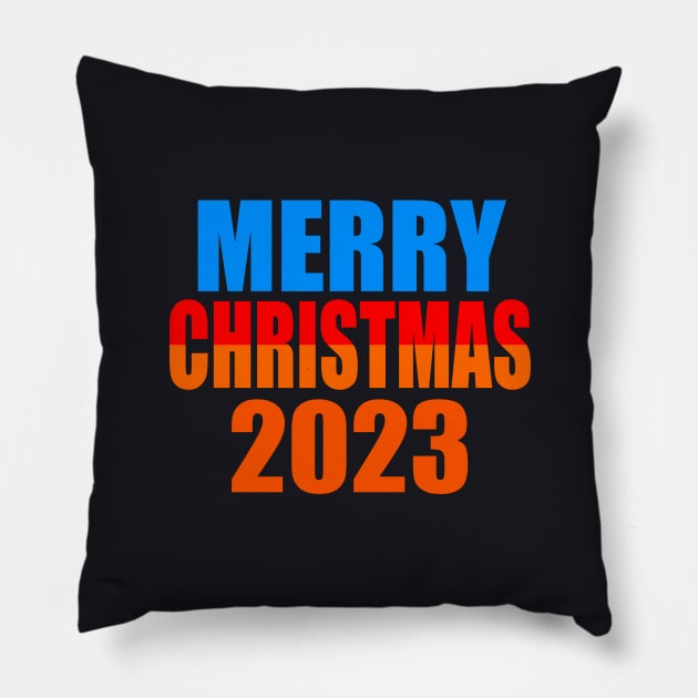 Merry Christmas 2023 Pillow by Evergreen Tee