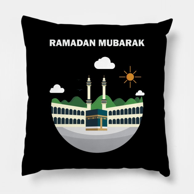 Ramadan Mubarak Ramadan Kareem The Great Mosque of Mecca al-Masjid al-Haram Gift Pillow by Amazing Arts