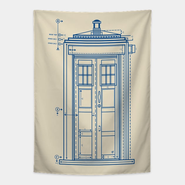 Tardis Blue Print Tapestry by Innsmouth