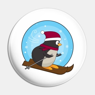 Penguin as Skier with Skis Pin