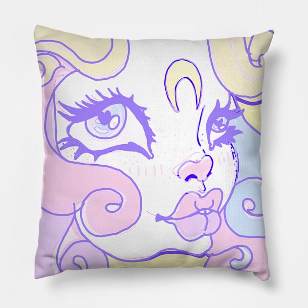 Pastel Girl Pillow by Flowersintheradiator