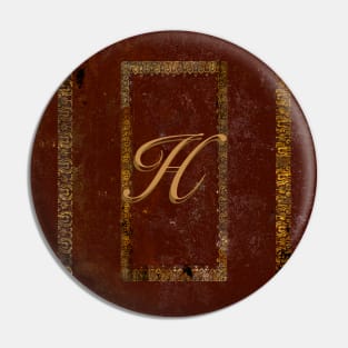 Grunge Leather Look Book Cover Personalised Initial H Pin