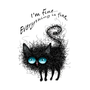 Scruffy Funny Black Cat T-Shirt