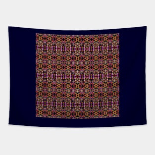 Geometric Pattern of Festival of Colorful Clovers on Indigo Tapestry