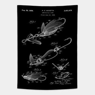 1936 Fishing Lure Patent Blueprint Tapestry