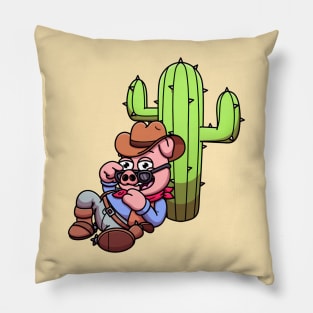 Wild West Pig With Cactus Pillow