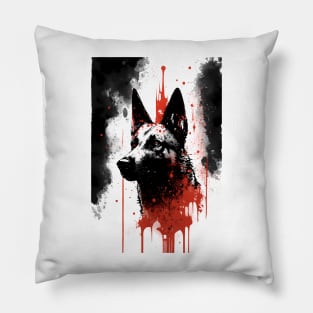 German Shepherd Grunge Painting Pillow