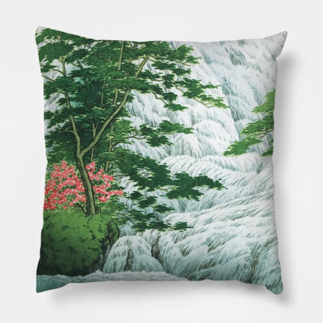 Yudaki Falls at Nikko by Kawase Hasui Pillow by Takeda_Art