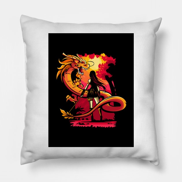 Dragon is the best friend of the Girl Pillow by NOKKU