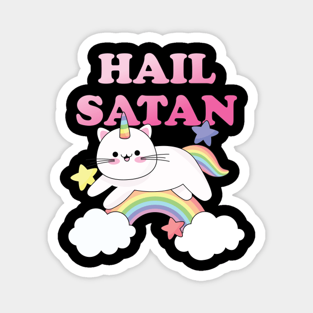 Hail Satan Rainbow Cat Unicorn Magnet by BlackRavenOath