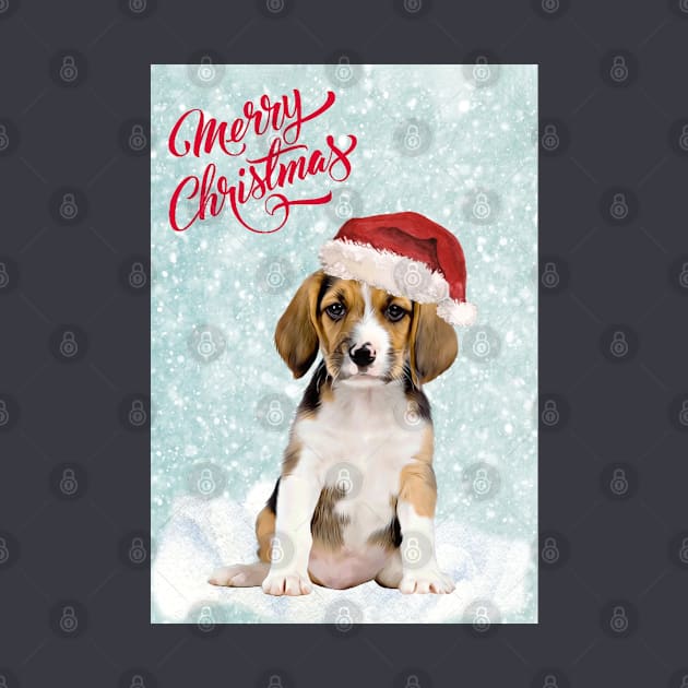 Beagle Puppy Merry Christmas Santa Dog by Puppy Eyes