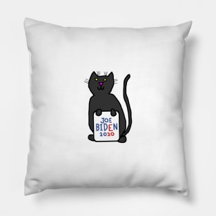 Small Cat with Joe Biden 2020 Sign Pillow