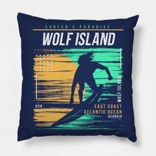 Retro Surfing Wolf Island, Georgia // Vintage Surfer Beach // Surfer's Paradise Pillow