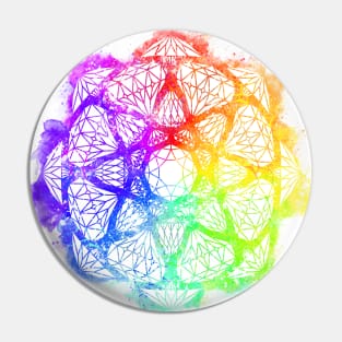 Rainbow Watercolor Crystal Mandala - Clear Silhouette Pin