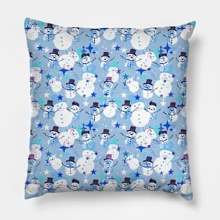 Snowman crazy blue Pillow