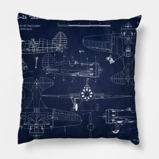 I16 Polikarpov Ishak URSS Blueprint Pillow