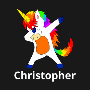 Christopher First Name Personalized Dabbing Unicorn T-Shirt