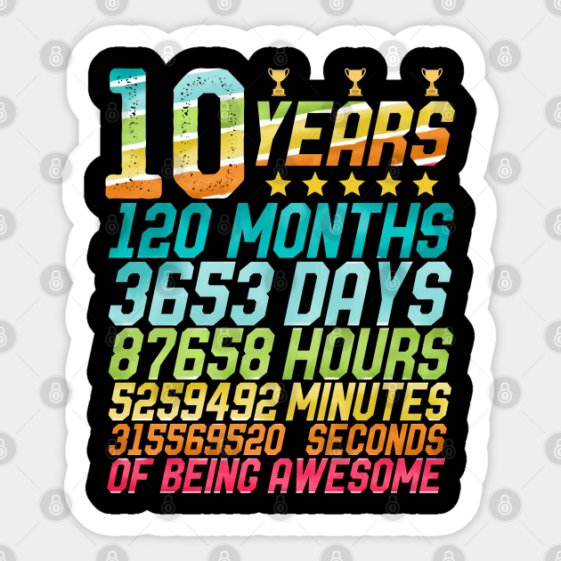 10 Years Old 10th Birthday 120 Months Vintage Retro Gamer Gift 10 Years 120 Month Sticker Teepublic Uk