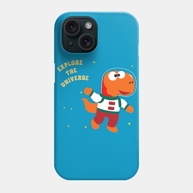 Funny dinosaur in space. Dinosaur in outer space Phone Case by KIDS APPAREL