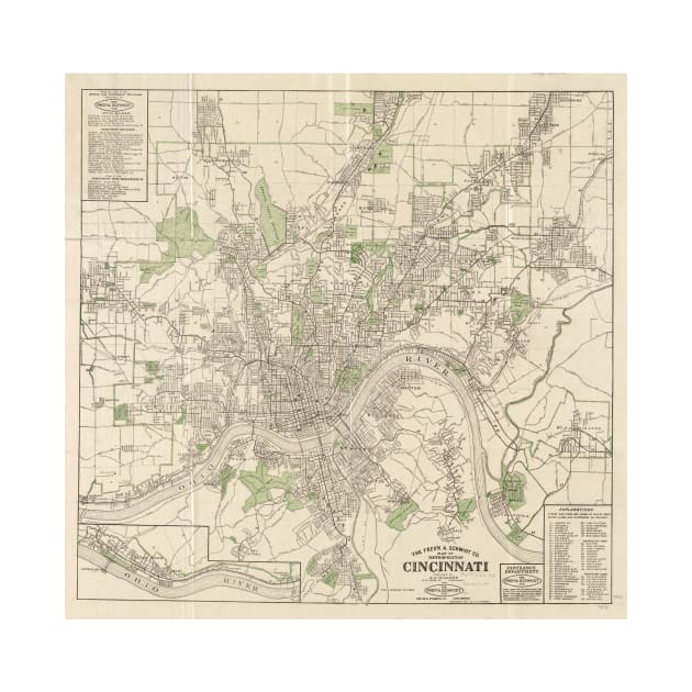 Vintage Map of Cincinnati Ohio (1915) by Bravuramedia